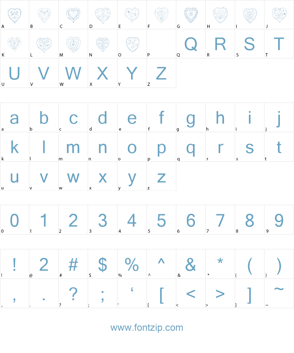 KR All Heart Font Character